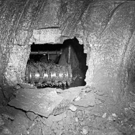 Underground film production shots, continuous miner breakthrough, Coalcliff Colliery, NSW, 1960