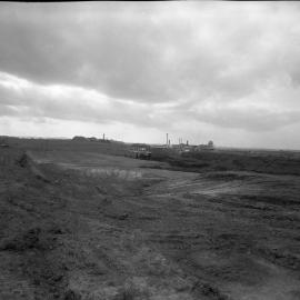 Progress shots of new site for Titan Manufacturing at Mayfield, with Murray Dwyer Orphanage in background, 1958