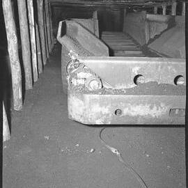 Underground electrical works showing broken cable, Burwood [No 3] Colliery, Whitebridge, NSW,  1957