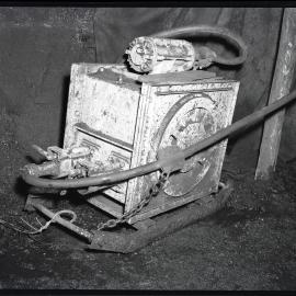 Underground coal mine electrical box and cables, Burwood [No 3] Colliery, Whitebridge, NSW,  1957