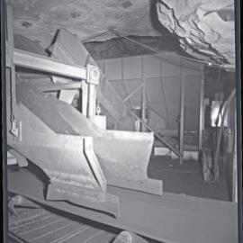 Coalcliff Colliery, coal chute  and conveyor belt, NSW, 1959