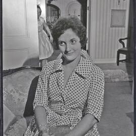 [Miss R Pursehouse] chair with girl in background, Morisset, NSW, 1961