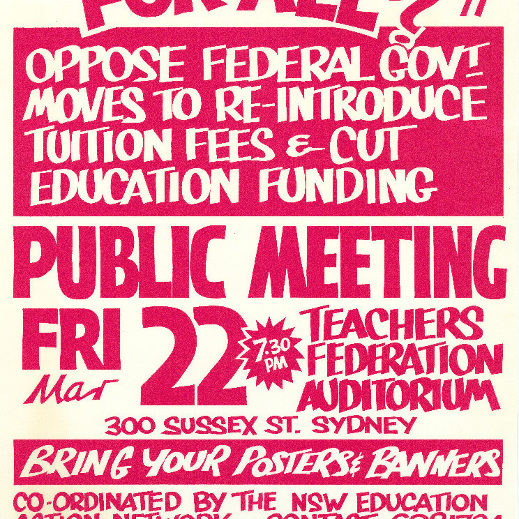 Poster, NSW Education Action Network, Education for all? Public Meeting 