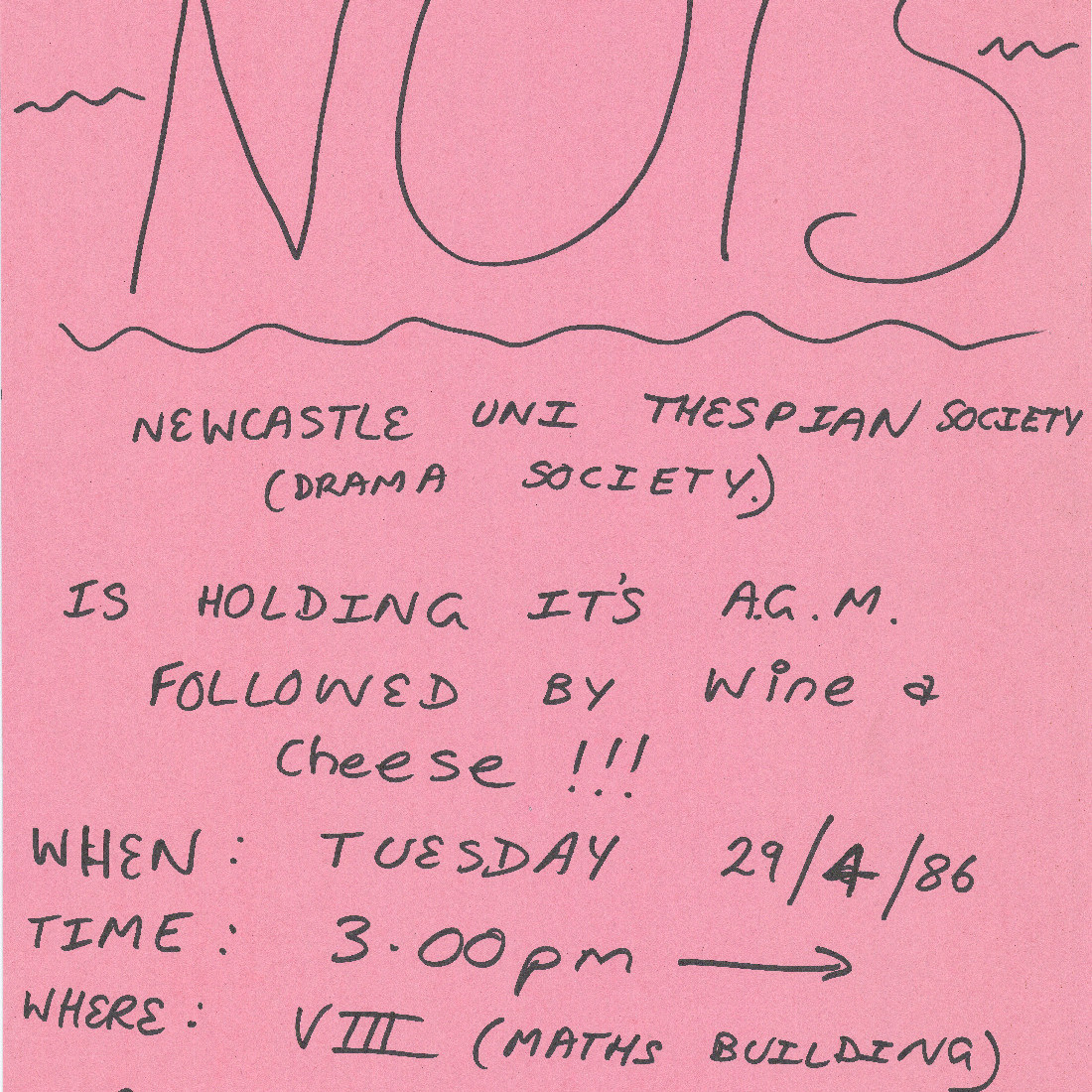 Poster "NUTS Newcastle Uni Thespian Society AGM"