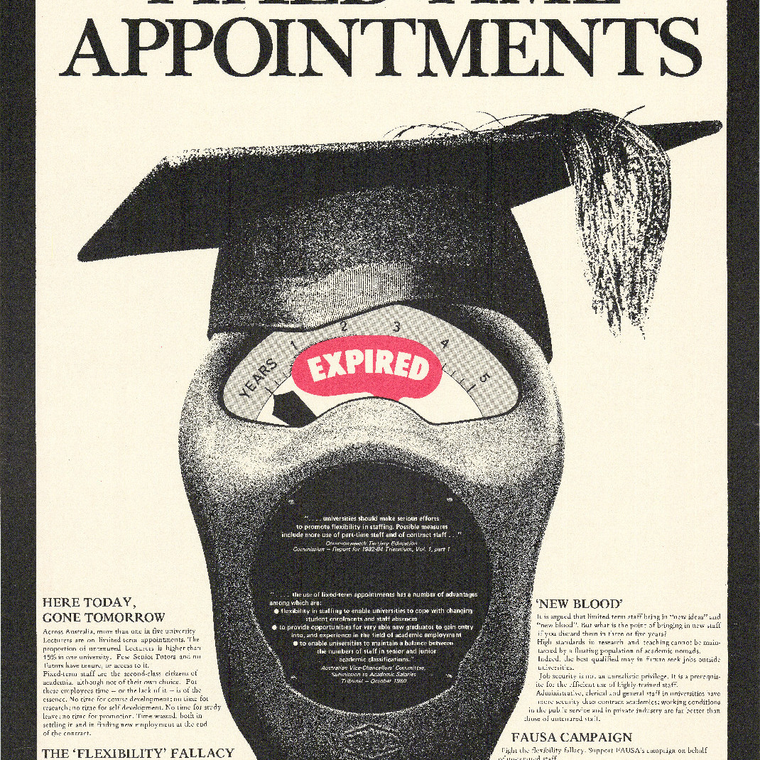 FAUSA campaign poster, Fixed-time appointments, [1980s]
