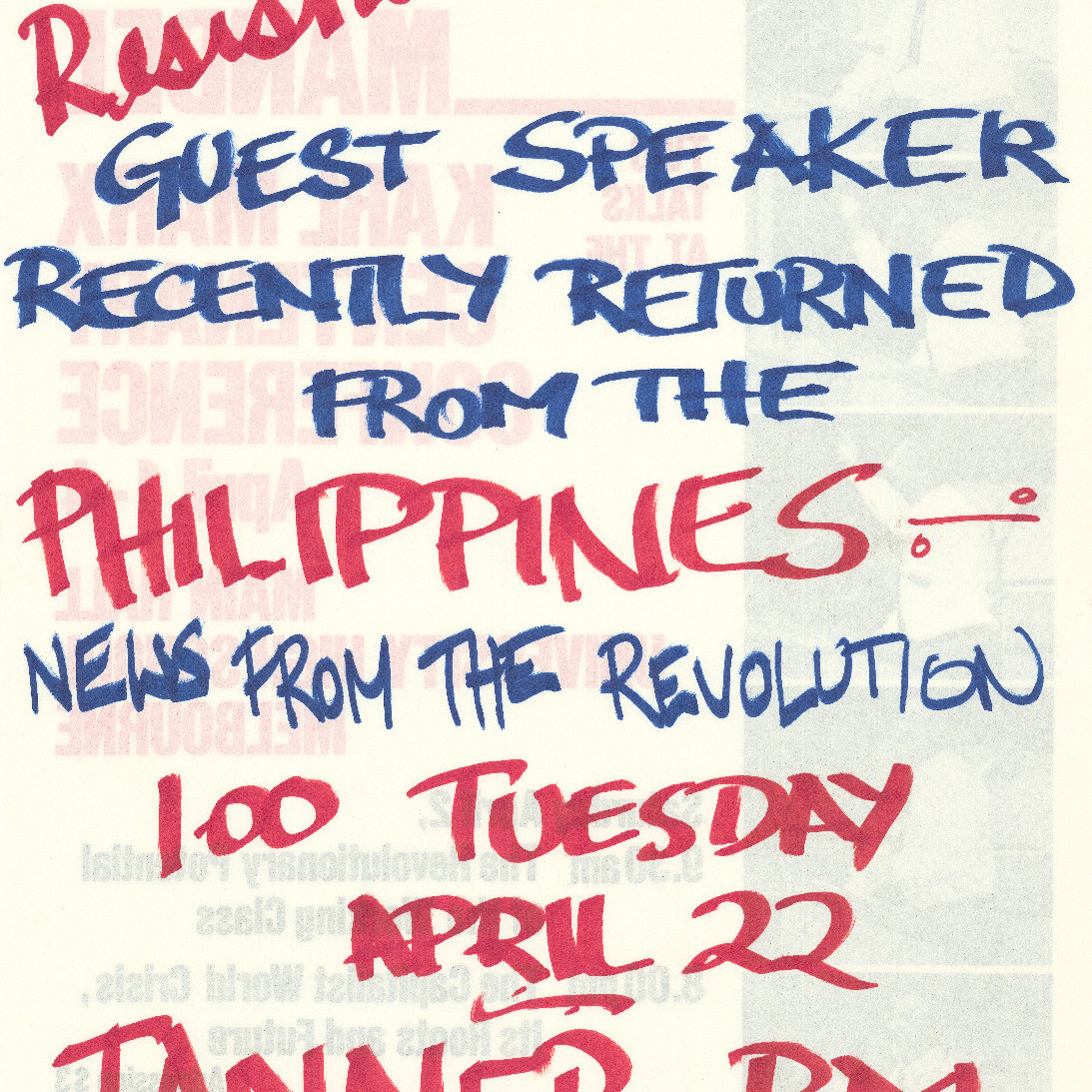 Poster "Resistance Club news from the revolution"