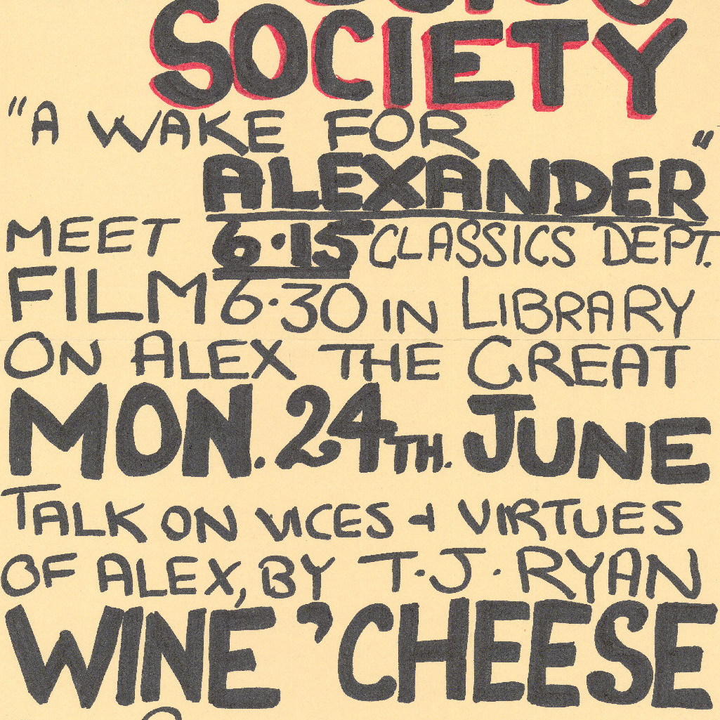 Poster, Classics Society lecture - Alex the Great
