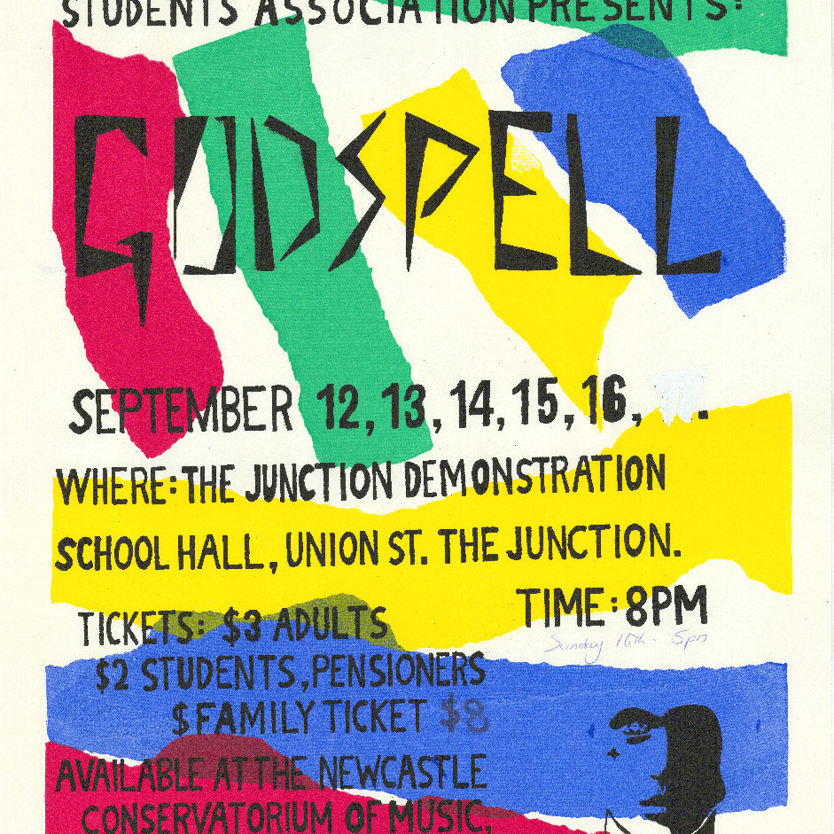 Poster, Godspell, The Newcastle Conservatorium Students Association