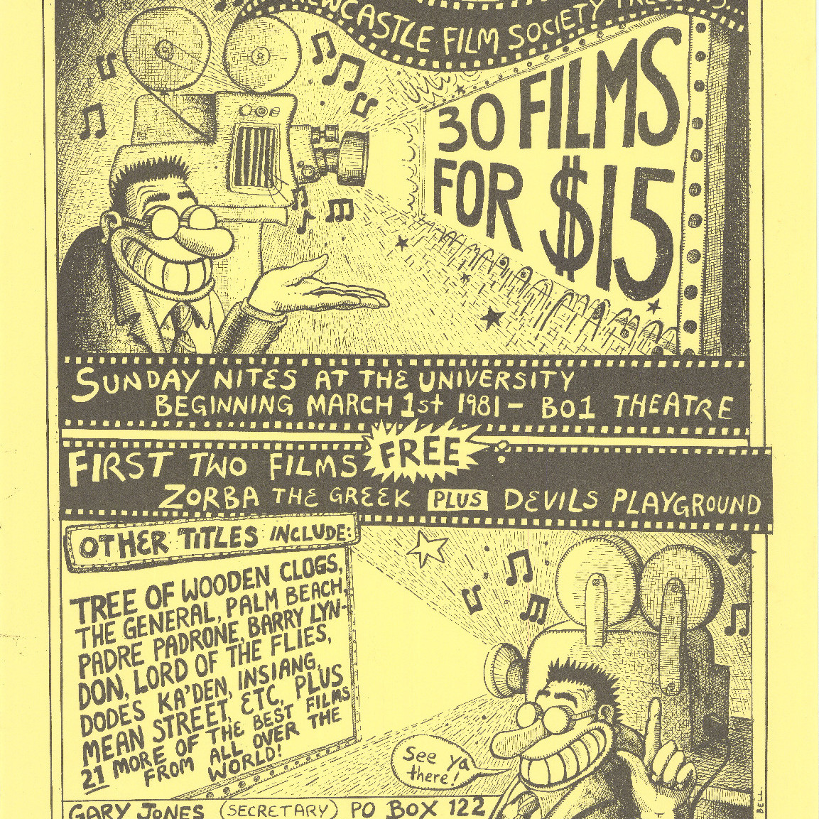 Poster, Newcastle Film Society night, 1981