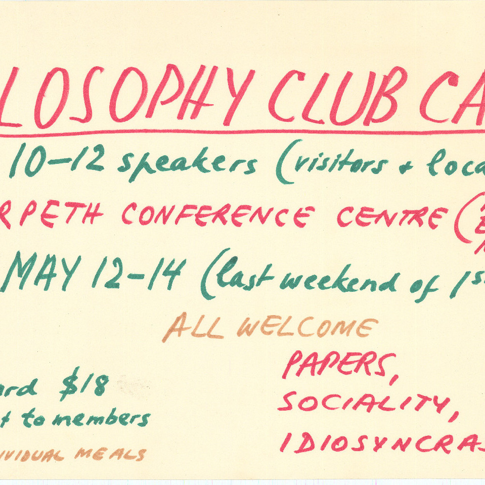 Poster, Philosphy Club camp, Morpeth Conference Centre