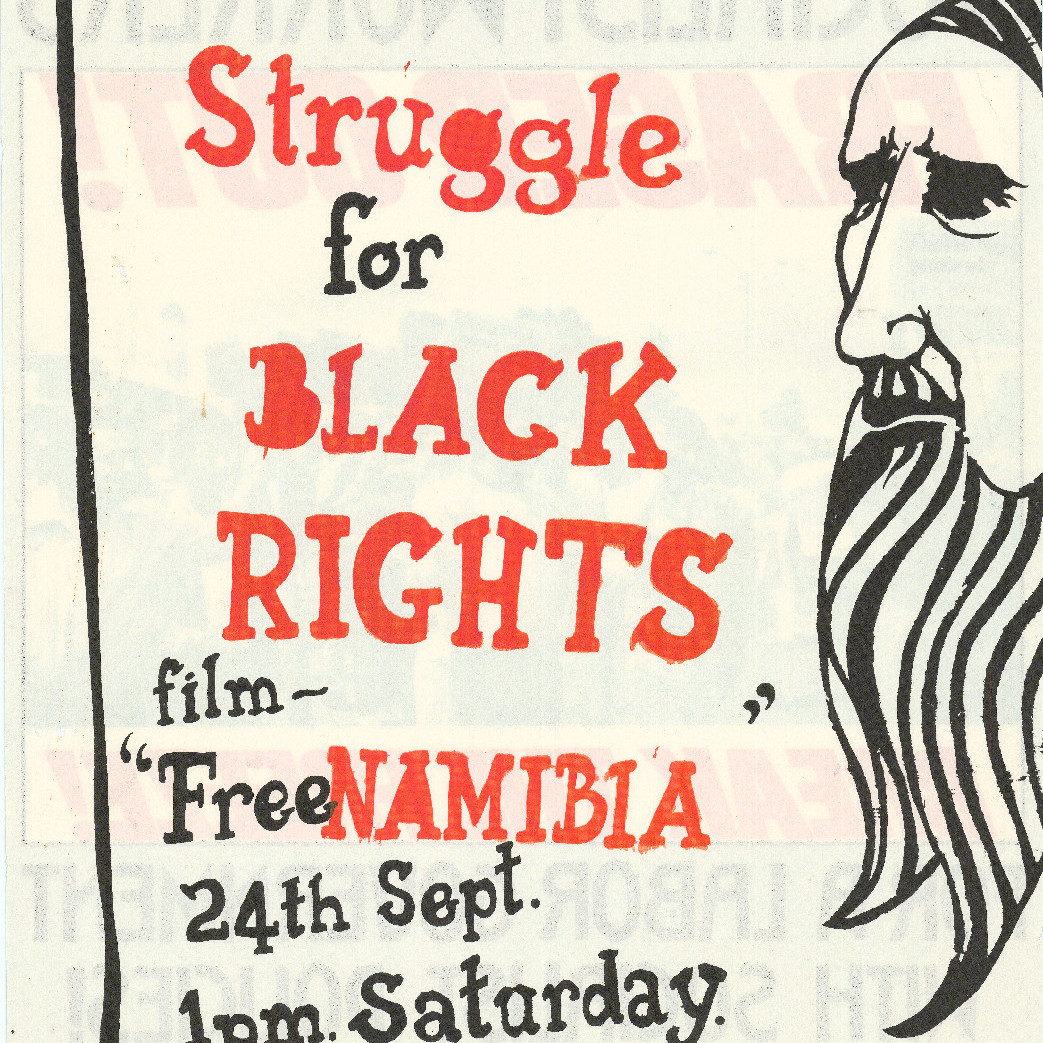 Poster, Struggle for black rights film afternoon showing "Free Namibia" 