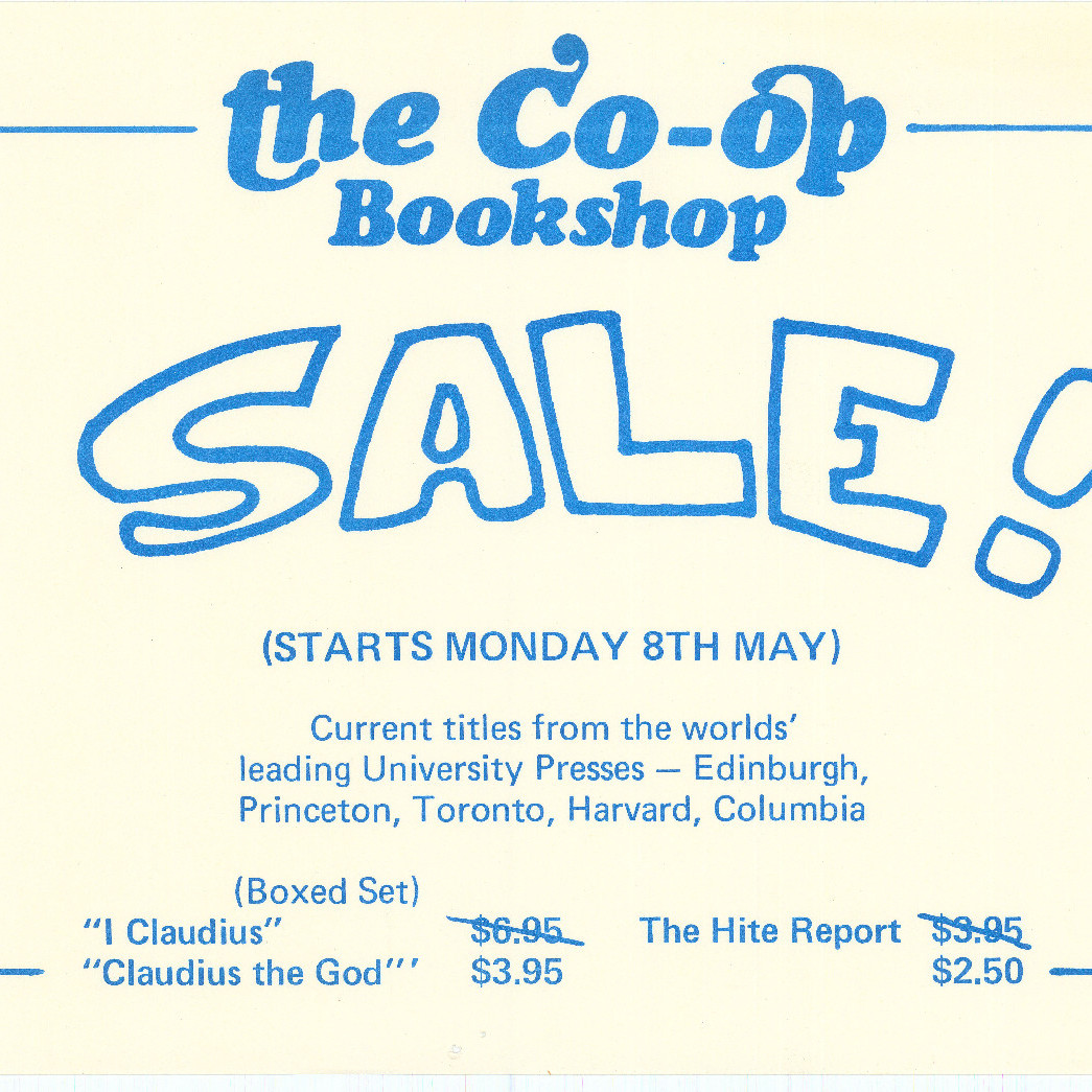 Poster, the Co-op Bookshop sale