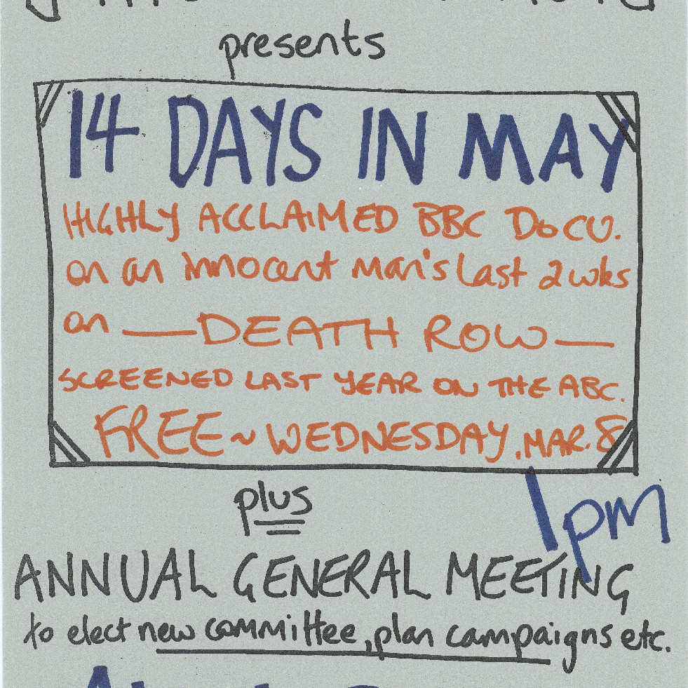 Poster, Amnesty International presents 14 Days in May documentary
