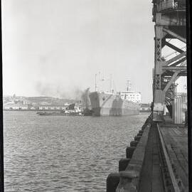 Docking and loading, Newcastle Harbour, NSW, 1963