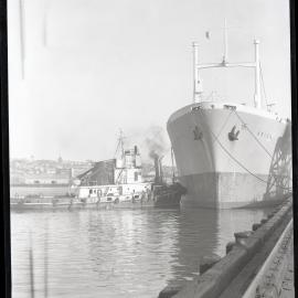 Newcastle Harbour, docking and loading,  NSW , 1963