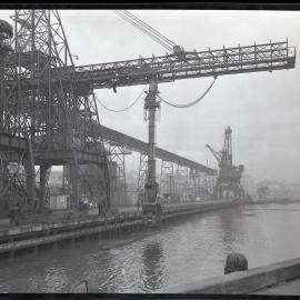 Industrial cranes, Dyke Point, Newcastle, NSW, 1963