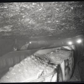 Wyee State Mine, men with headlights, 1963
