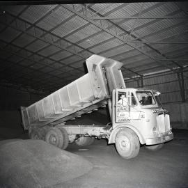 A F Toll Pty. Ltd. truck unloading coal, 1963