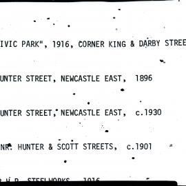 Labels, Civic park and other place names, 1896 - 1930