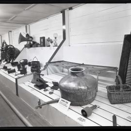 Copper still and other goods on display, Maitland Show, 1963