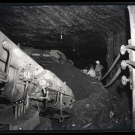 Two men underground in coal mining shaft, 1963