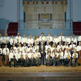Robert Constable with student orchestral members from the Newcastle Conservatorium of Music, the University of Newcastle, Australia - 1992