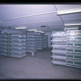 Steggles, steel trolleys with trays, 1965