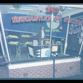 Radio 2KO studio display with man