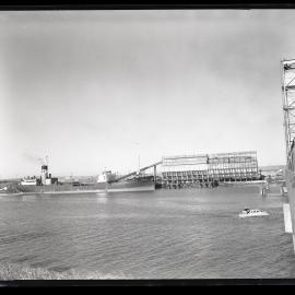 R W Miller's Loading plant, with large ship 'Branxton', 1961