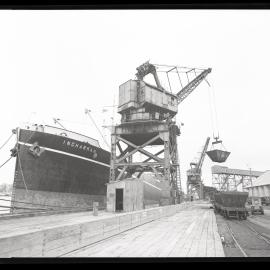 Incharran ship docked at coal loading plant,  Coal and Allied, 1961