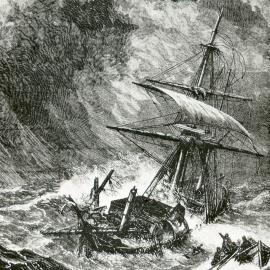 Dis-masted ship, Australasian Sketcher, 1881