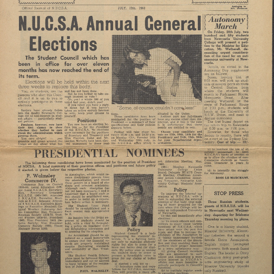 OPUS Official Journal of N.U.C.S.A. July 12th, 1961.