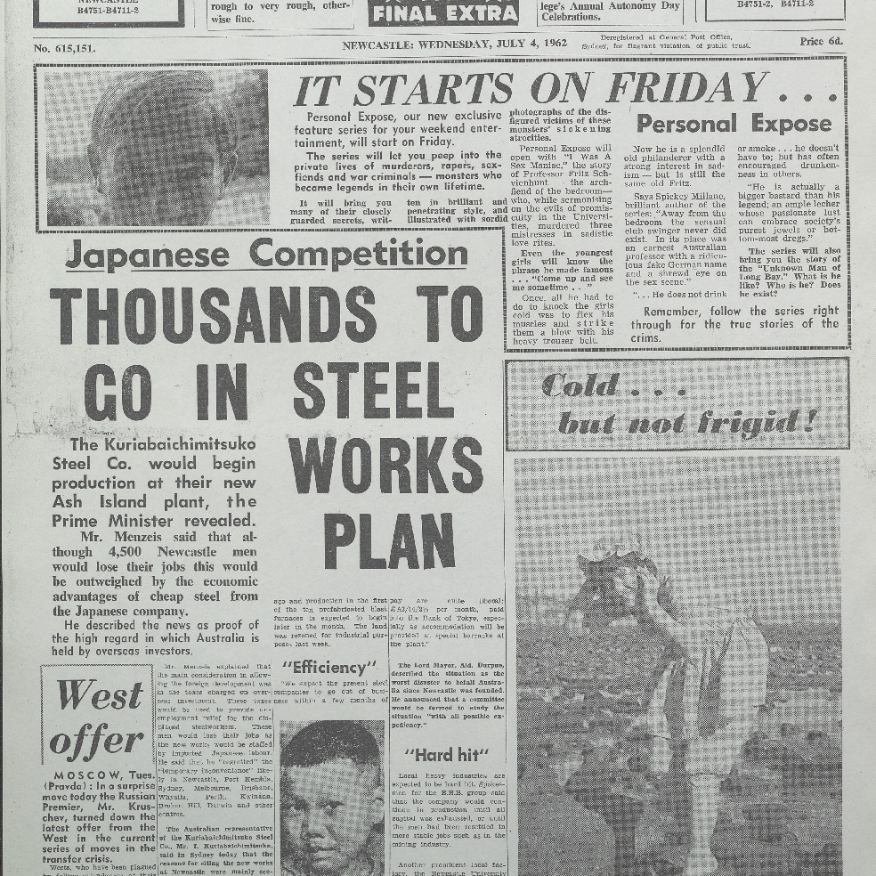 The Newcastle Sin. Incorporating OPUS Official Journal of the Newcastle University College Students’ Association. Wednesday, July 4, 1962.