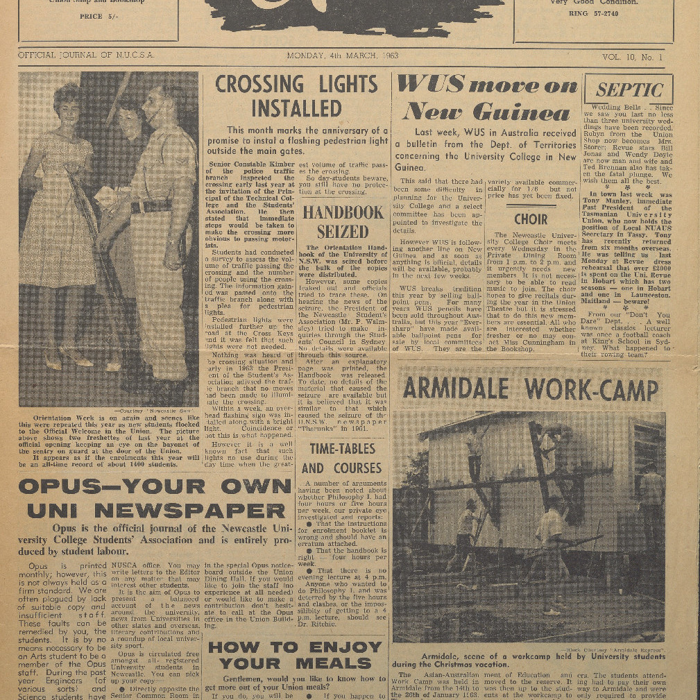 OPUS Official Journal of N.U.C.S.A. 4th March, 1963. Vol. 10 No. 1