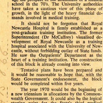 Medical School, Newcastle Morning Herald, 1966
