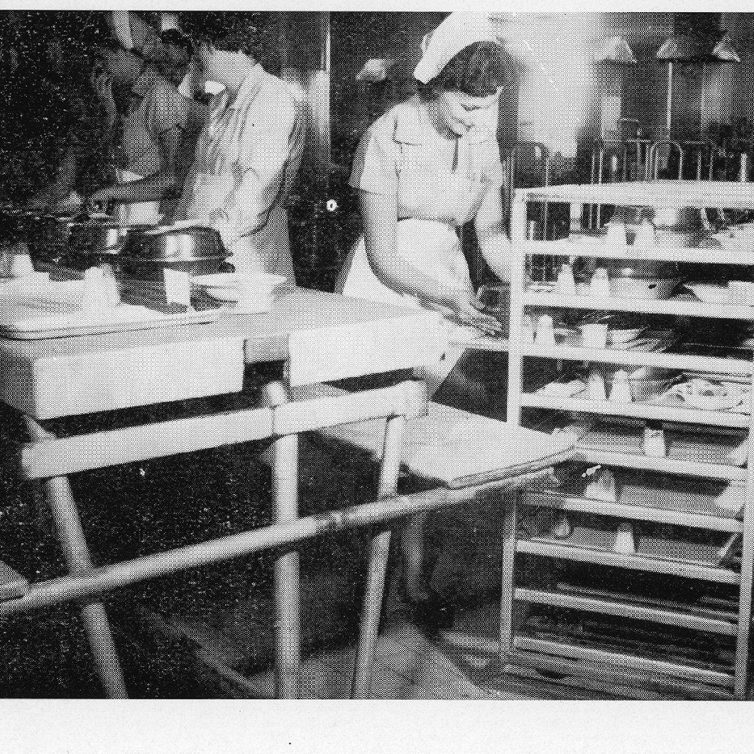 Nurses preparing meal trays, Royal Newcastle Hospital, Dietary Department, 1960s