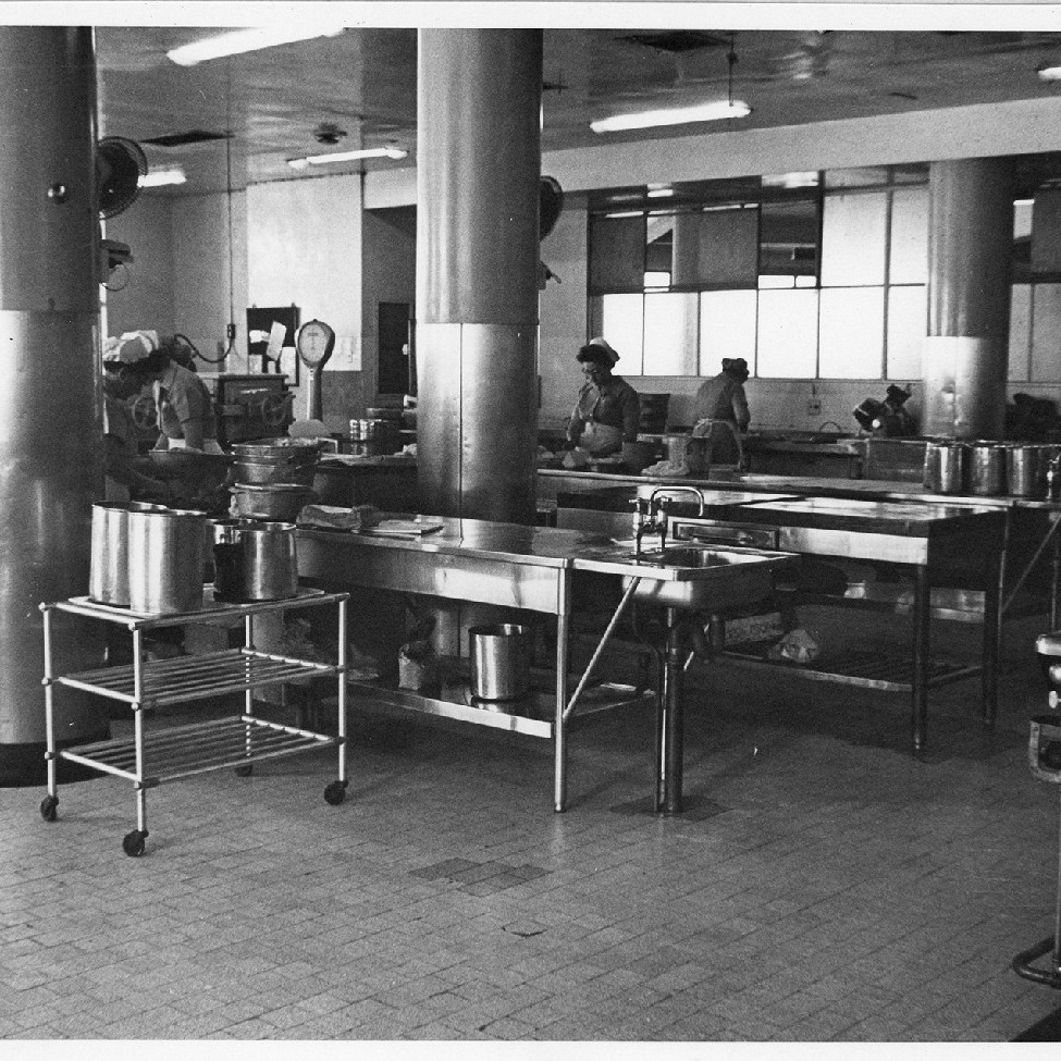 Hospital kitchen with staff, Royal Newcastle Hospital, Dietary Department, 1960s