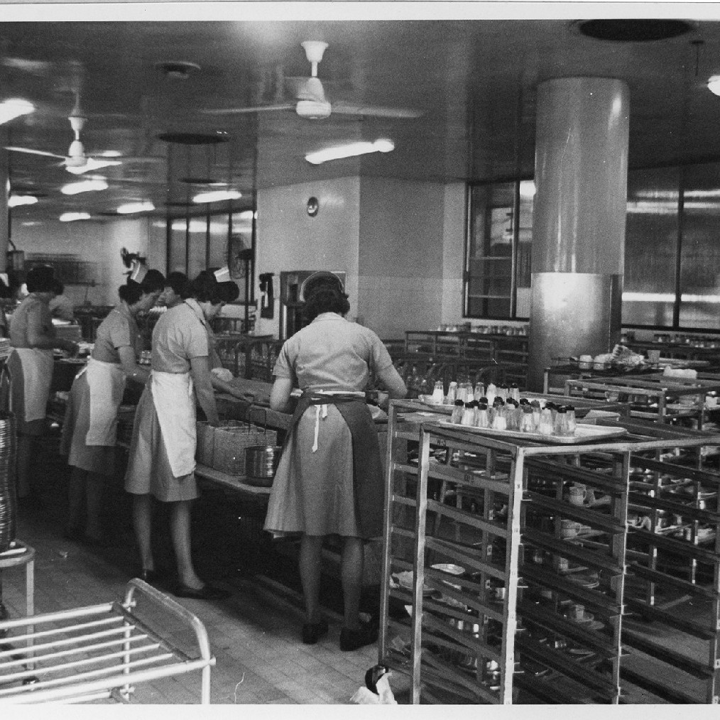 Hospital staff preparing meals, Royal Newcastle Hospital, Dietary Department, 1960s