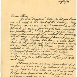 Letter from James "Dick" Long to Mary "Min" Long, 25 Febuary 1916