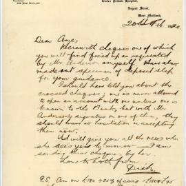 Letter from James "Dick" Long to Amy "Ame" Long, 20 Feburary 1920
