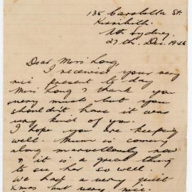 Letter from N Trowell to "Miss Long", 27 December 1916