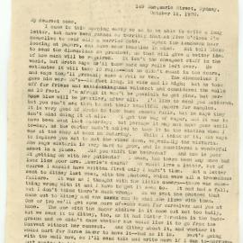 Letter from Amy "Ame" Long to family at Cintra, 11 October 1920