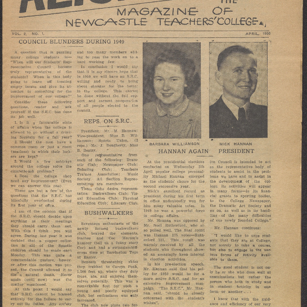 ALTJIRINGA. The Magazine of Newcastle Teachers' College. Vol.2. No.1. April, 1950.