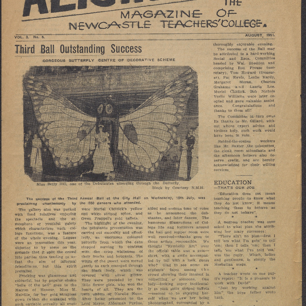 ALTJIRINGA. The Magazine of Newcastle Teachers' College. Vol. 3 No. 5 August, 1951.