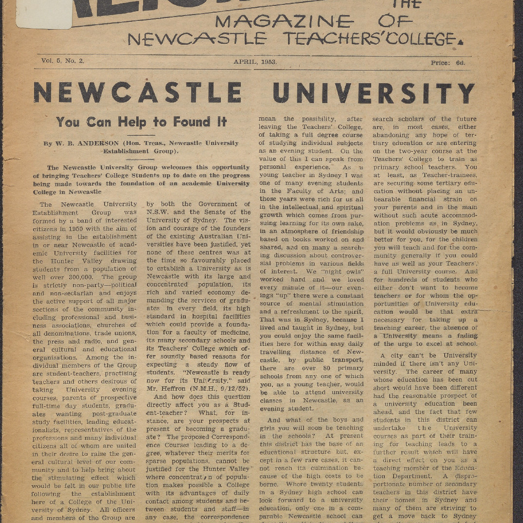 ALTJIRINGA. The Magazine of Newcastle Teachers' College. Vol. 5 No. 2 April, 1953.
