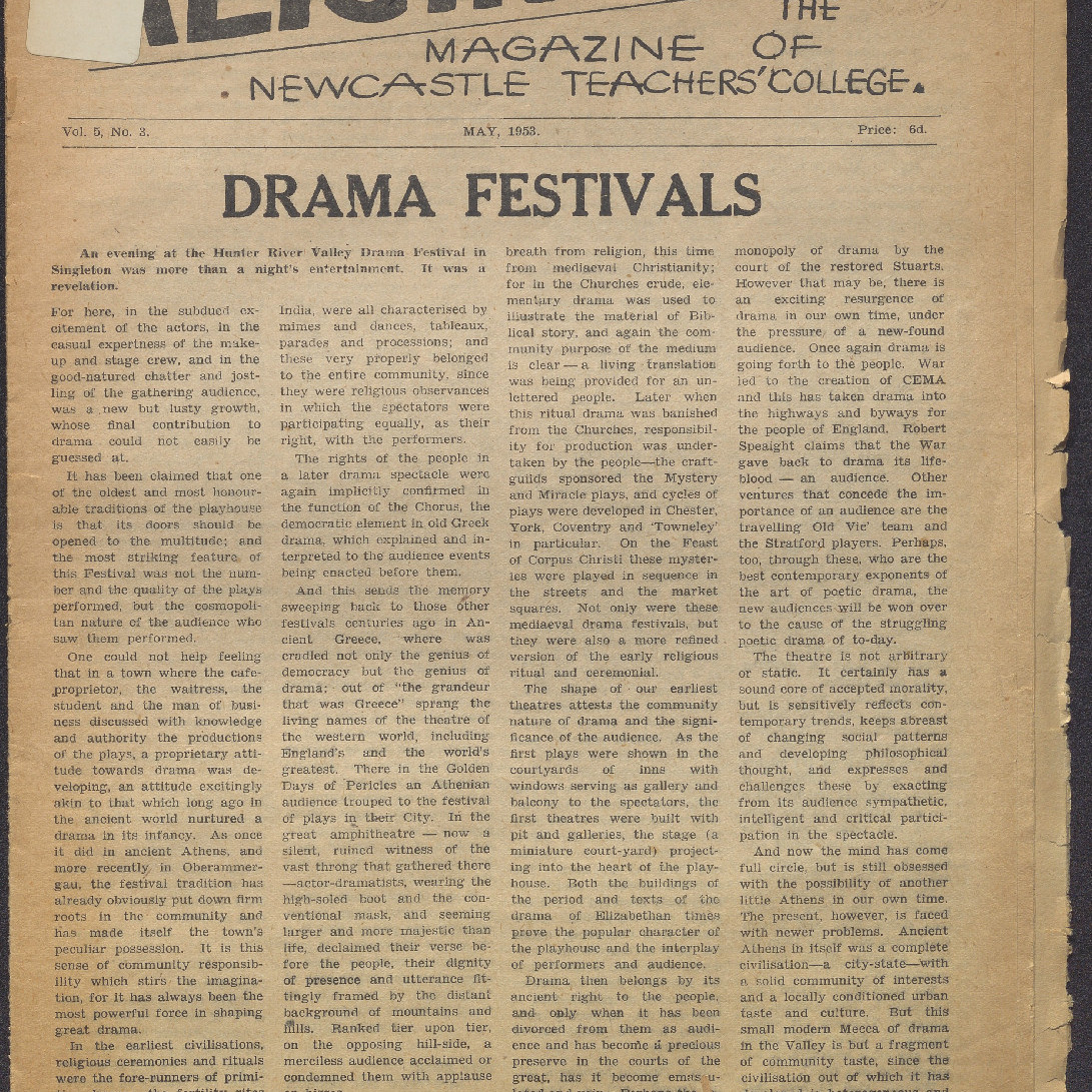 ALTJIRINGA. The Magazine of Newcastle Teachers' College. Vol. 5 No. 3 May, 1953.