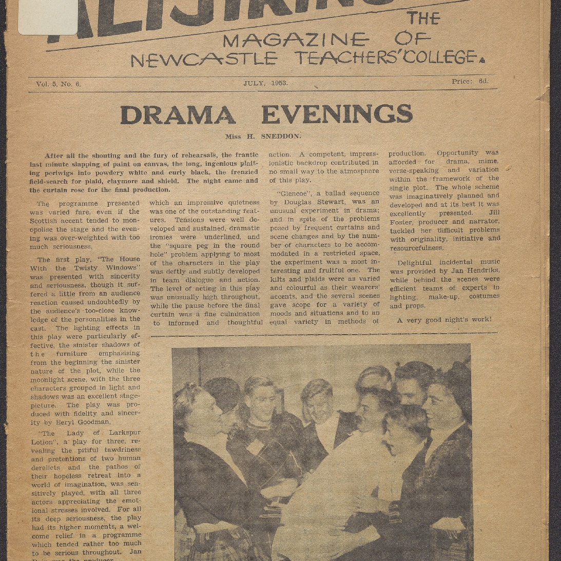 ALTJIRINGA. The Magazine of Newcastle Teachers' College. Vol. 5 No. 6 July, 1953