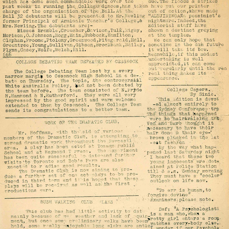 [ALTJIRINGA] News. Emergency Edition [No.1] [July 1949]