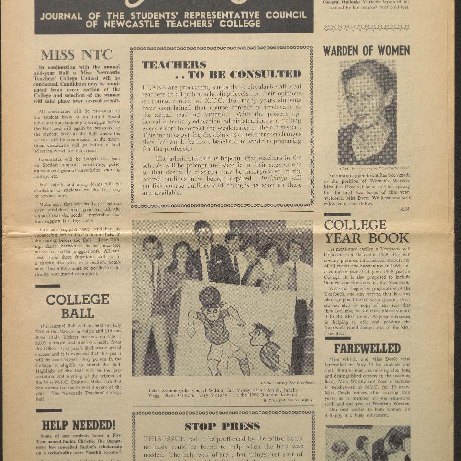 Altjiringa Journal of the Students’ Representative Council of Newcastle Teachers’ College. 5 June 1969.