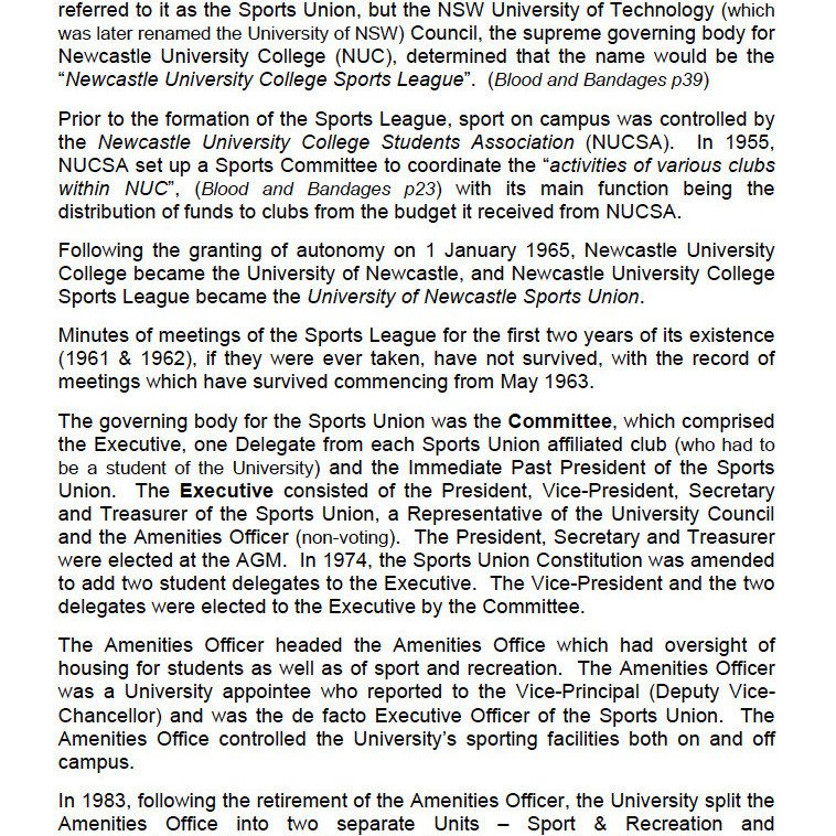 Minutes of the Annual General Meetings of the University of Newcastle Sports Union from 1989 to 2001.